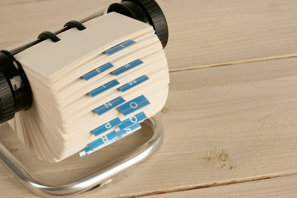 Rolodex with alphabet tabs