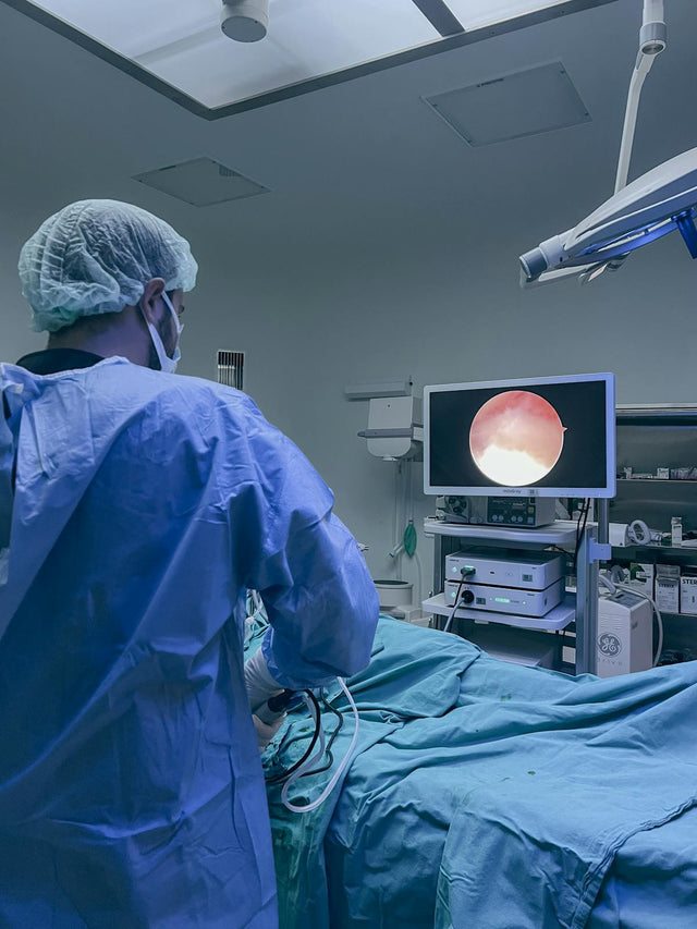 Surgeon performing endoscopic surgery