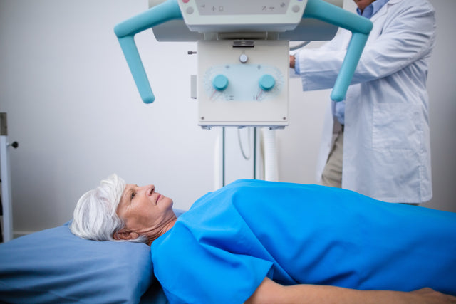 Woman in cryotherapy chamber