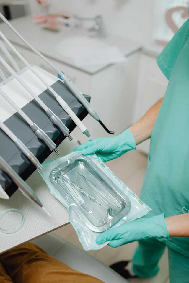 Sterile dental tools in pouch
