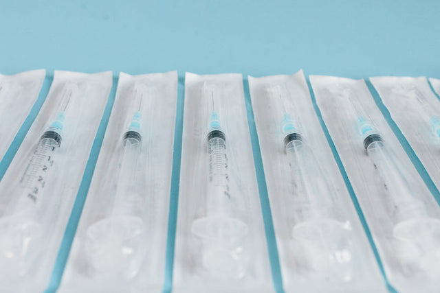 Sterile syringes in packaging