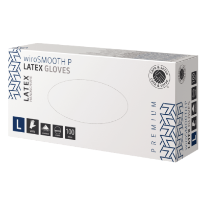 wiroSMOOTH P, Latex Handschuhe, weiß, L gepudert