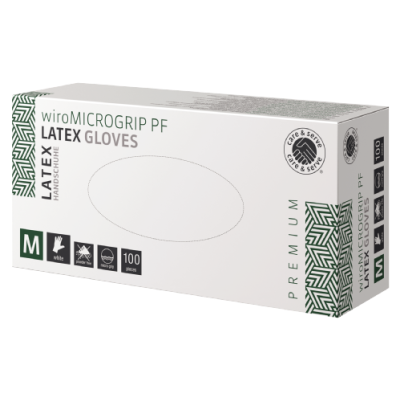 wiroMICROGRIP PF, Latex Gloves, white, M, powder-free