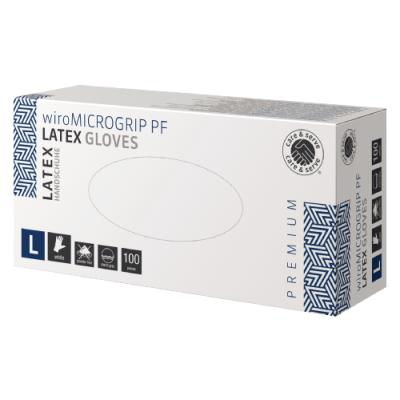 wiroMICROGRIP PF, Latex Gloves, white, L powder-free