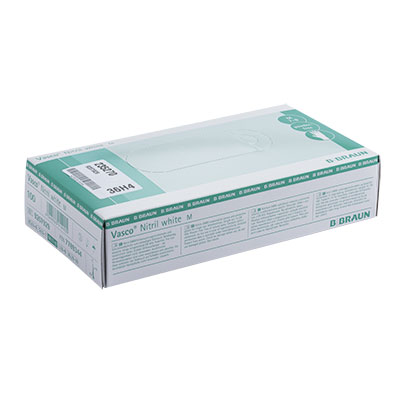 Vasco Nitrile White Examination Glove, size M, powder- and latex-free, non-sterile