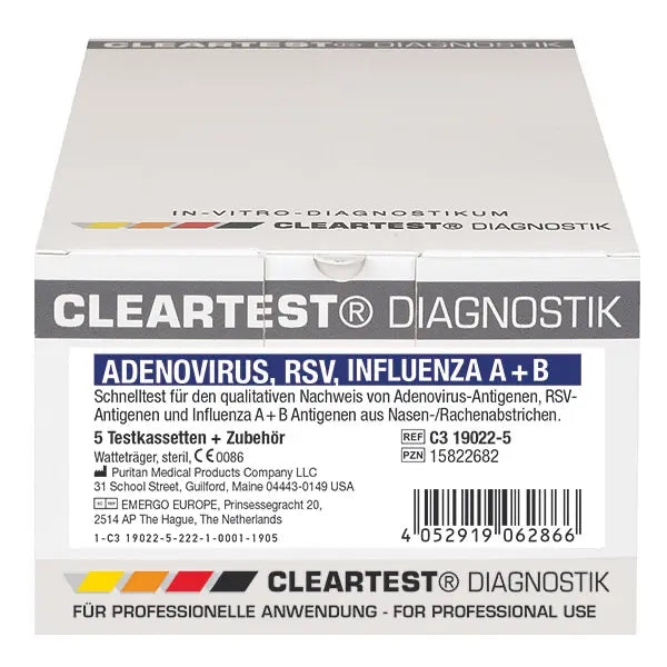 Cleartest RSV / Adenovirus / Influenza A + B, Kombitest - nur f. medizinischen Bereich