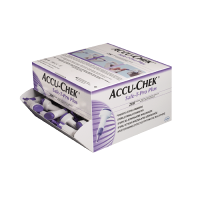 Accu-Chek Safe-T-Pro Plus, sterile single-use lancing device, with three adjustable penetration depths