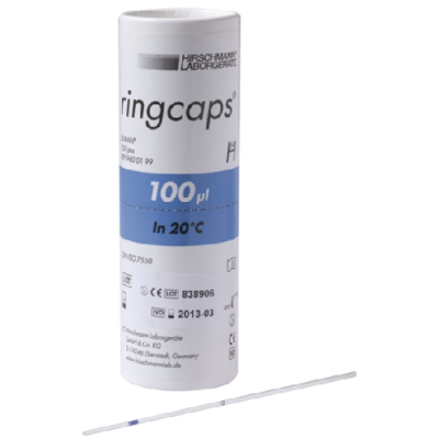 ringcaps, single-use capillary pipettes with ring mark 100yl