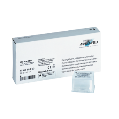 Hemacytometer cover glasses 20x26mm, with CE mark