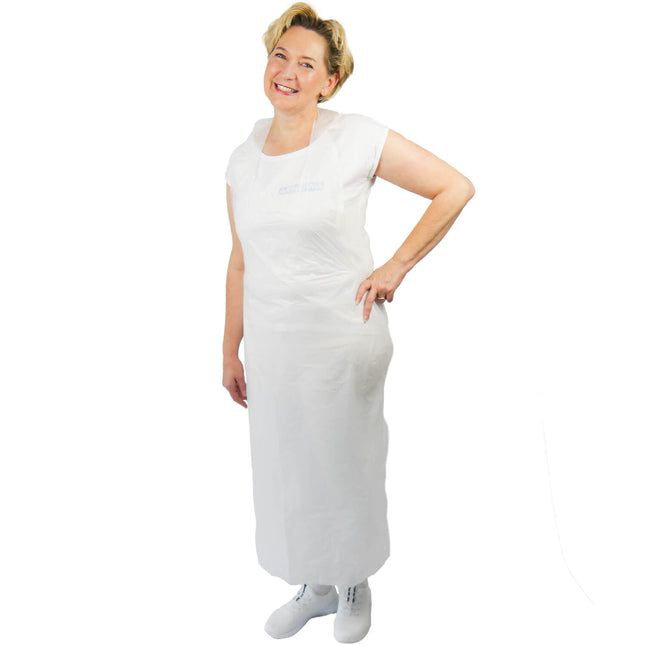 medimex PE aprons classic plus, embossed, 75x140 cm, white