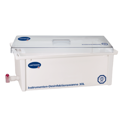 Instrument tray 30L with drain tap, L615xW400xH220mm