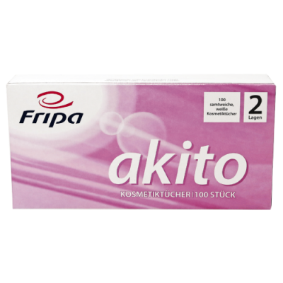 Akito cosmetic tissues 20x21cm, high-white, 2-ply, 100% cellulose