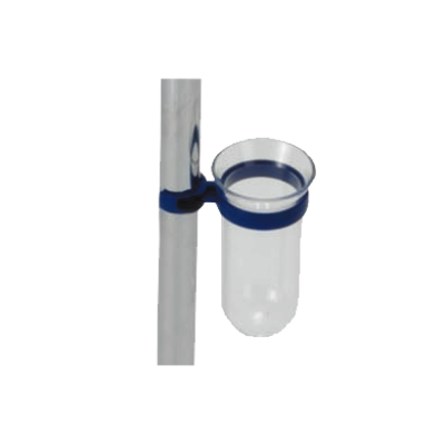 Plastic Glass Holder for IV Pole with Clip Attachment, blue