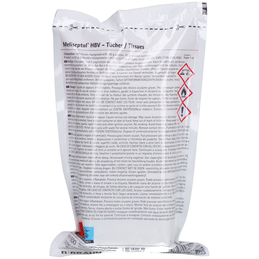 Meliseptol HBV-Tücher Nachfüllpackung, 100 Tücher