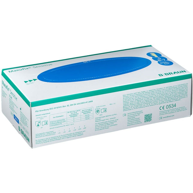 Latex Gloves Manufix Sensitive, powder-free, small, size 6-7