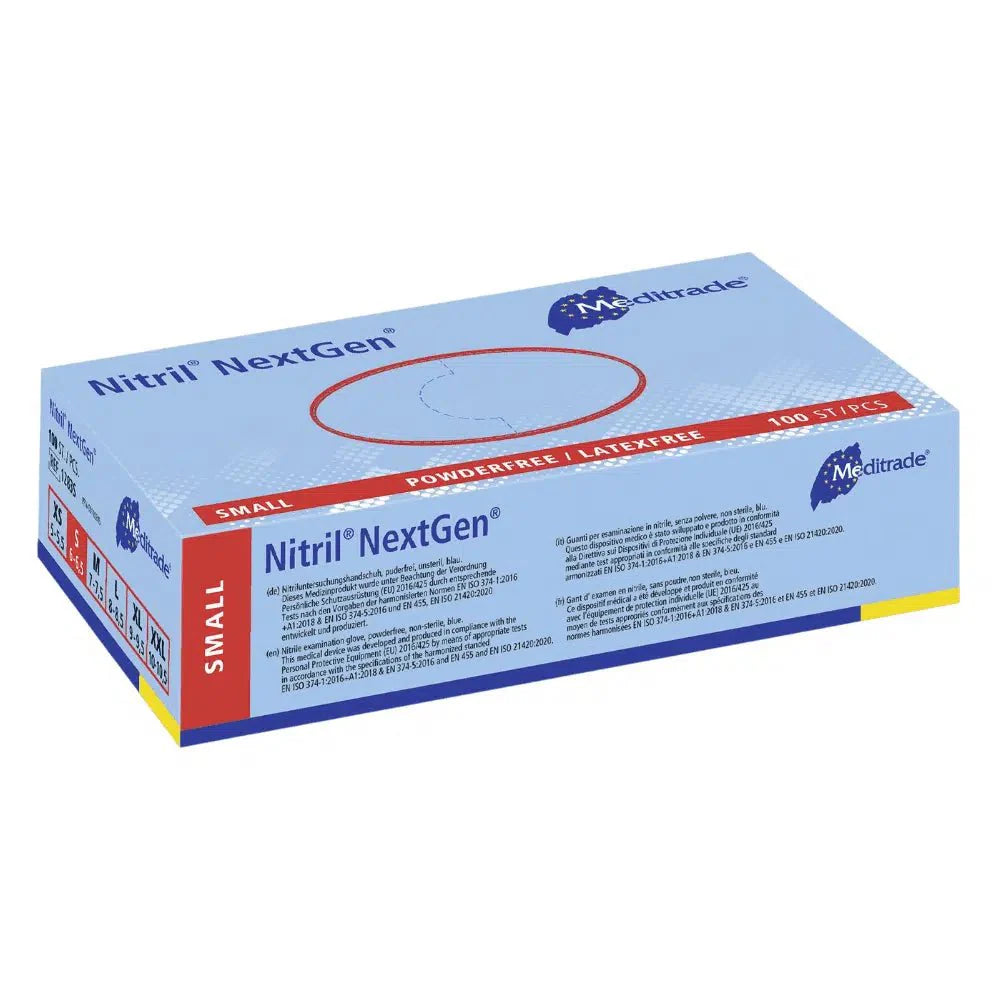 Nitrile gloves, NextGen, blue, size small, non-sterile, powder-free (1283S)