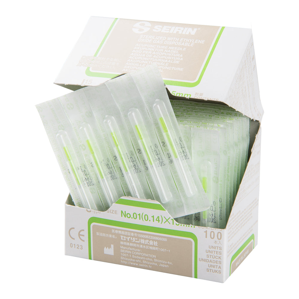 Seirin J-Type, with Guide Tube, light green, 0.14x15mm