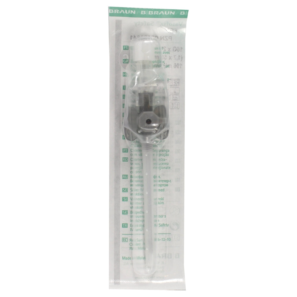 Vasofix Safety 1.70mm x 50mm 16G Grey with Valve